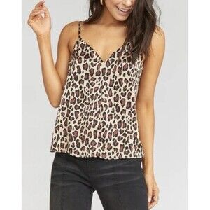 Show Me Your MuMu Julia Tank Top Silky Leopard Print Adjustable Straps Small